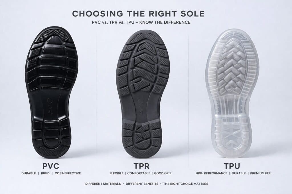 Choosing the Right Sole for Your Footwear: PVC vs. TPR vs. TPU