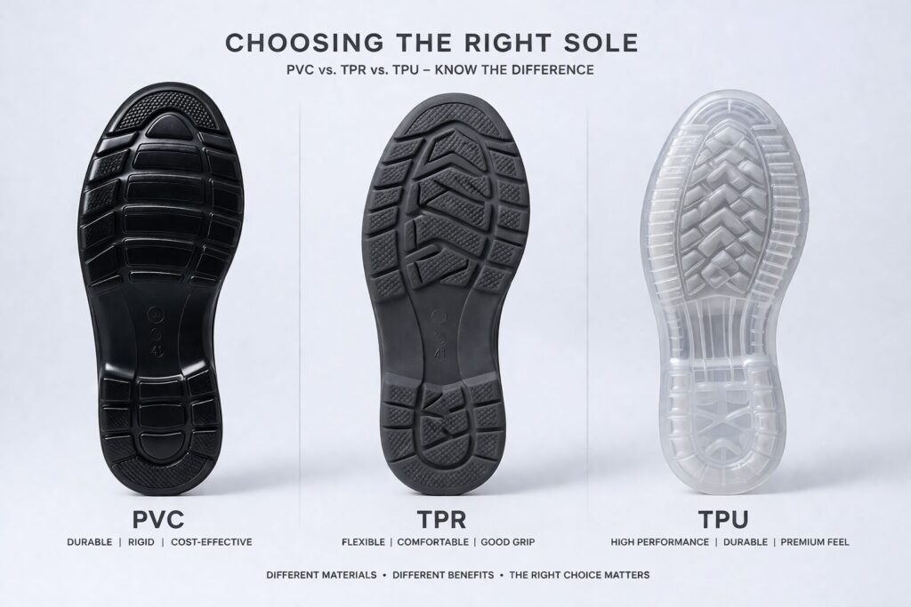 Choosing the Right Sole for Your Footwear: PVC vs. TPR vs. TPU​